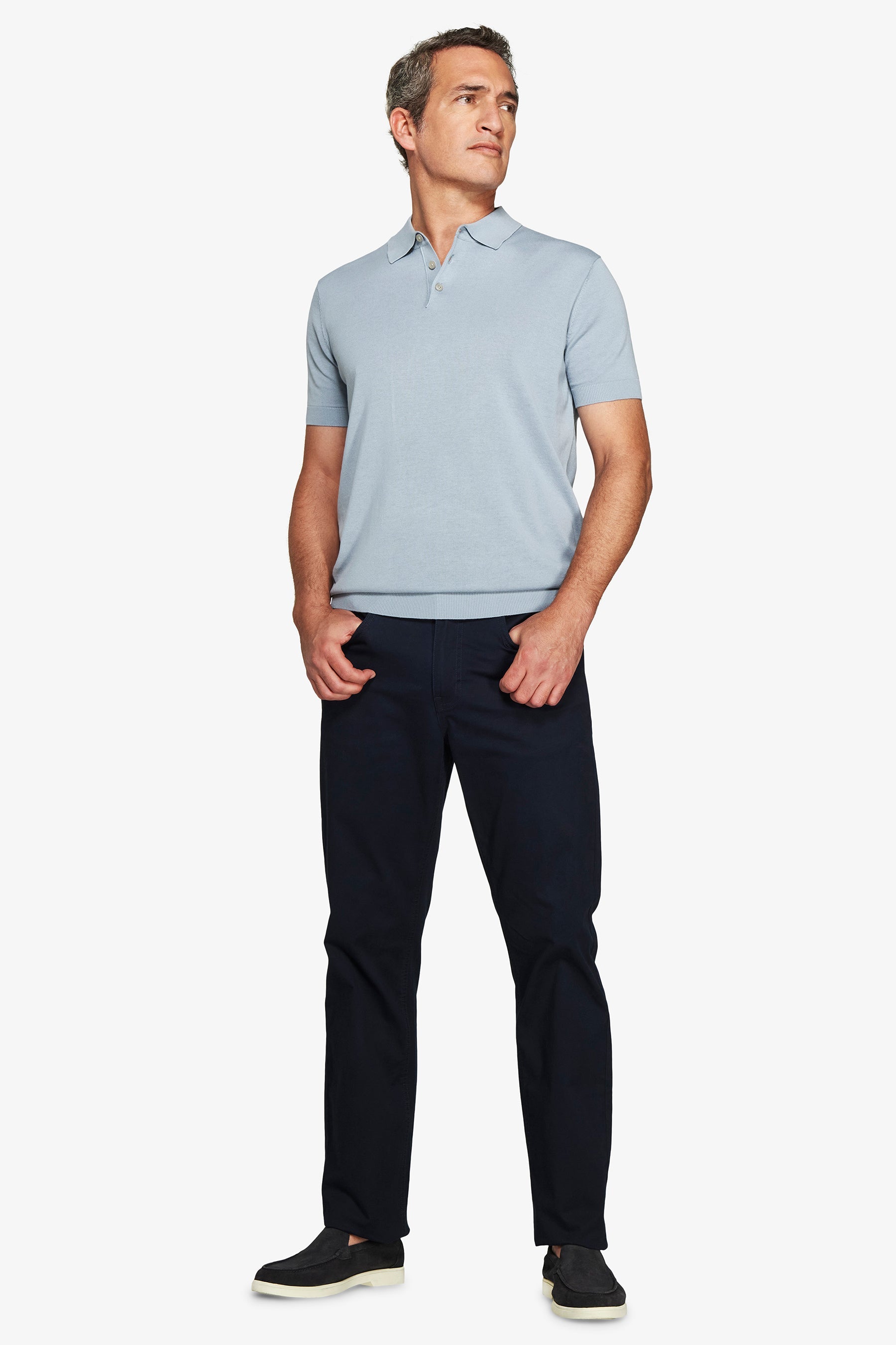Polo in maglia basic in cotone celeste-Dan John