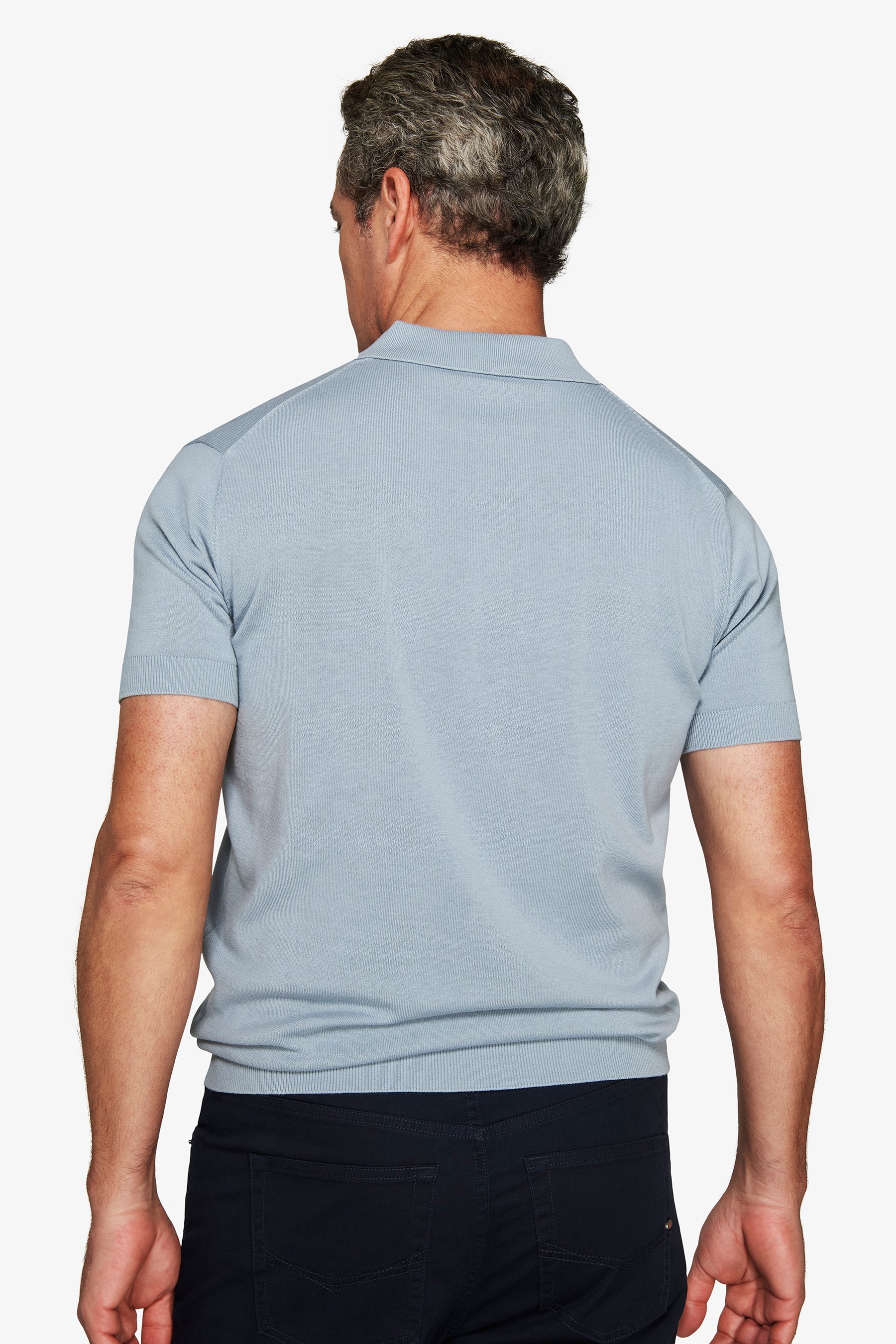 Polo in maglia basic in cotone celeste-Dan John