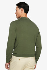 Polo in maglia collo aperto verde-Dan John