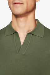Polo in maglia collo aperto verde-Dan John