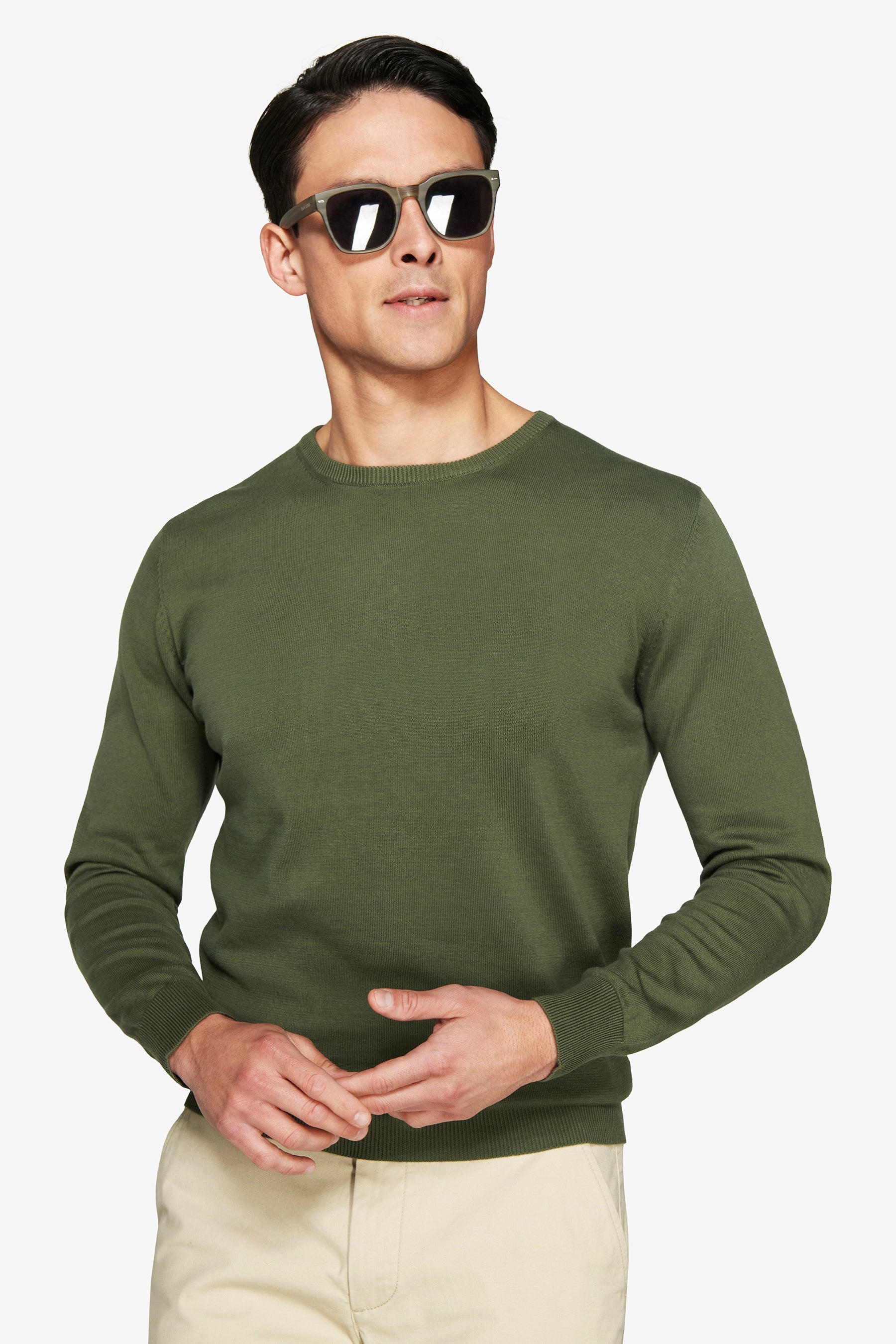 Maglia girocollo basic in cotone verde-Dan John