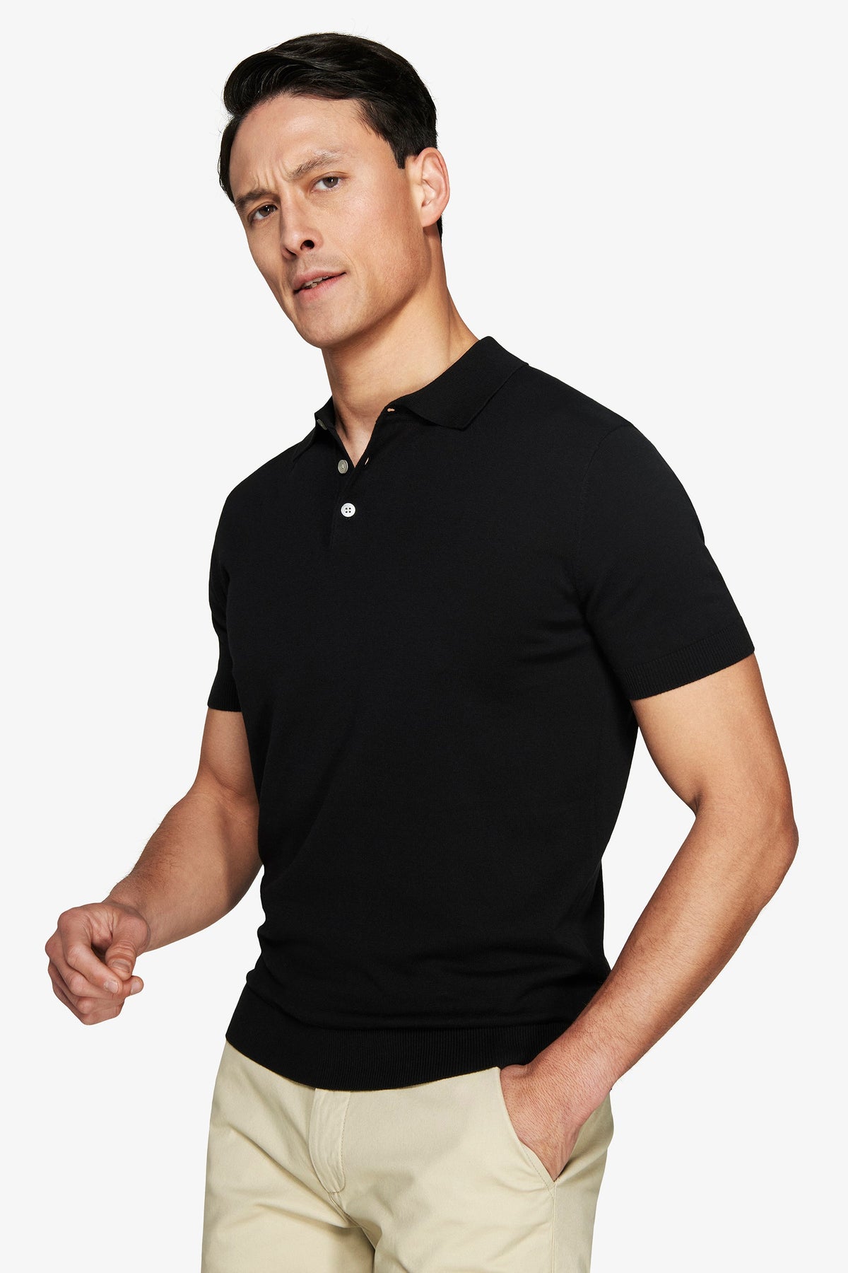 Polo in maglia basic in cotone nera-Dan John