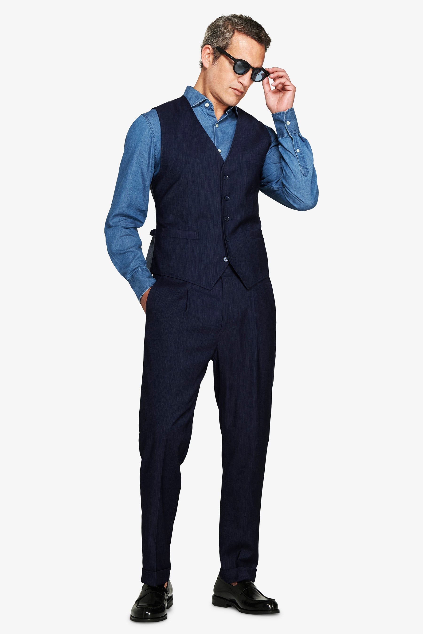 Gilet effetto denim blu scuro-Dan John
