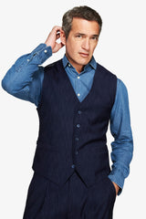 Gilet effetto denim blu scuro-Dan John