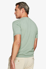 T-shirt in maglia basic in cotone verde chiaro-Dan John