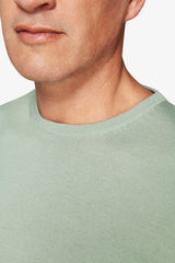 T-shirt in maglia basic in cotone verde chiaro-Dan John