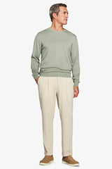 Maglia girocollo basic in cotone verde chiaro-Dan John