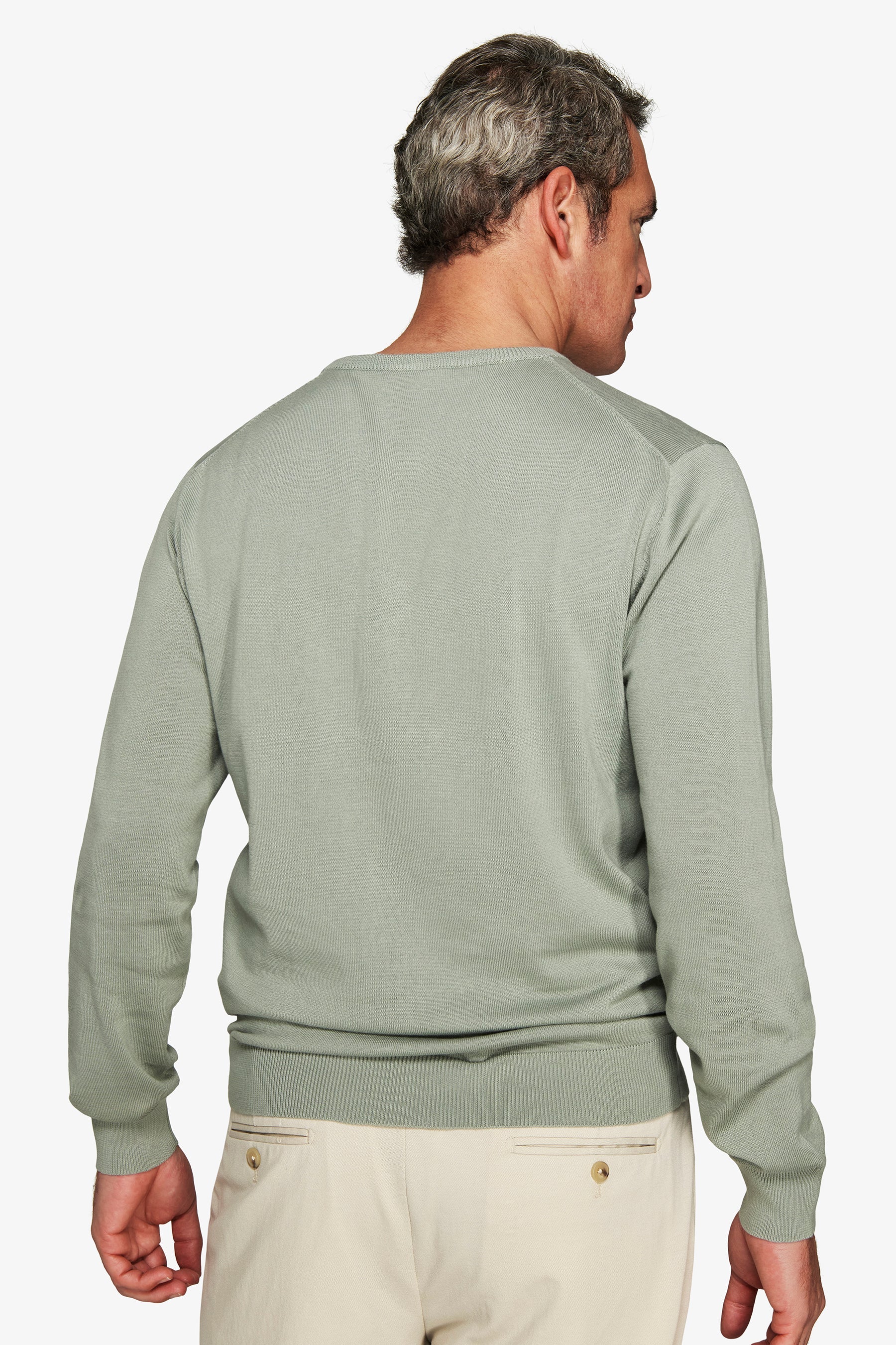 Maglia girocollo basic in cotone verde chiaro-Dan John