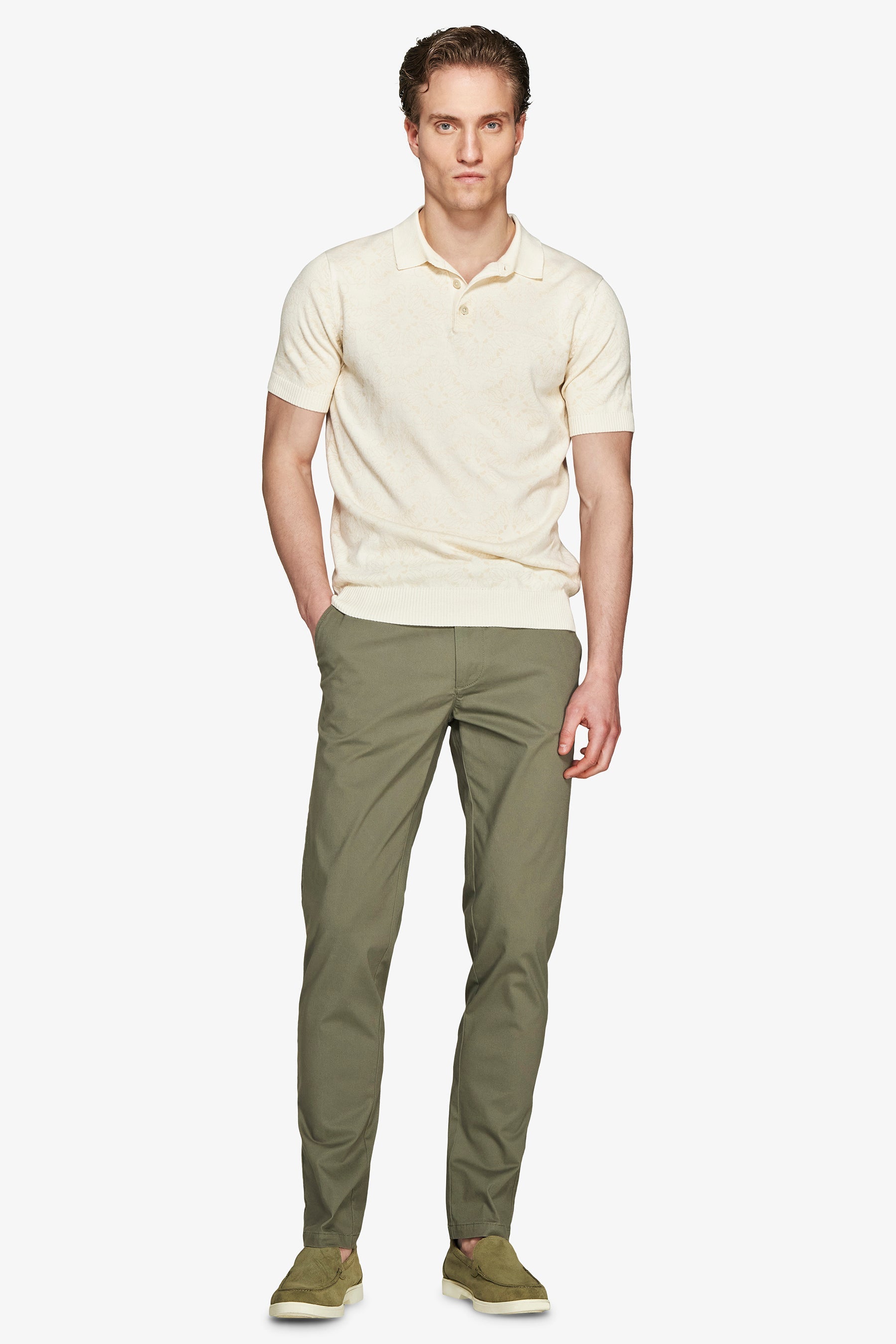 Polo in maglia stampa floreale sabbia-Dan John