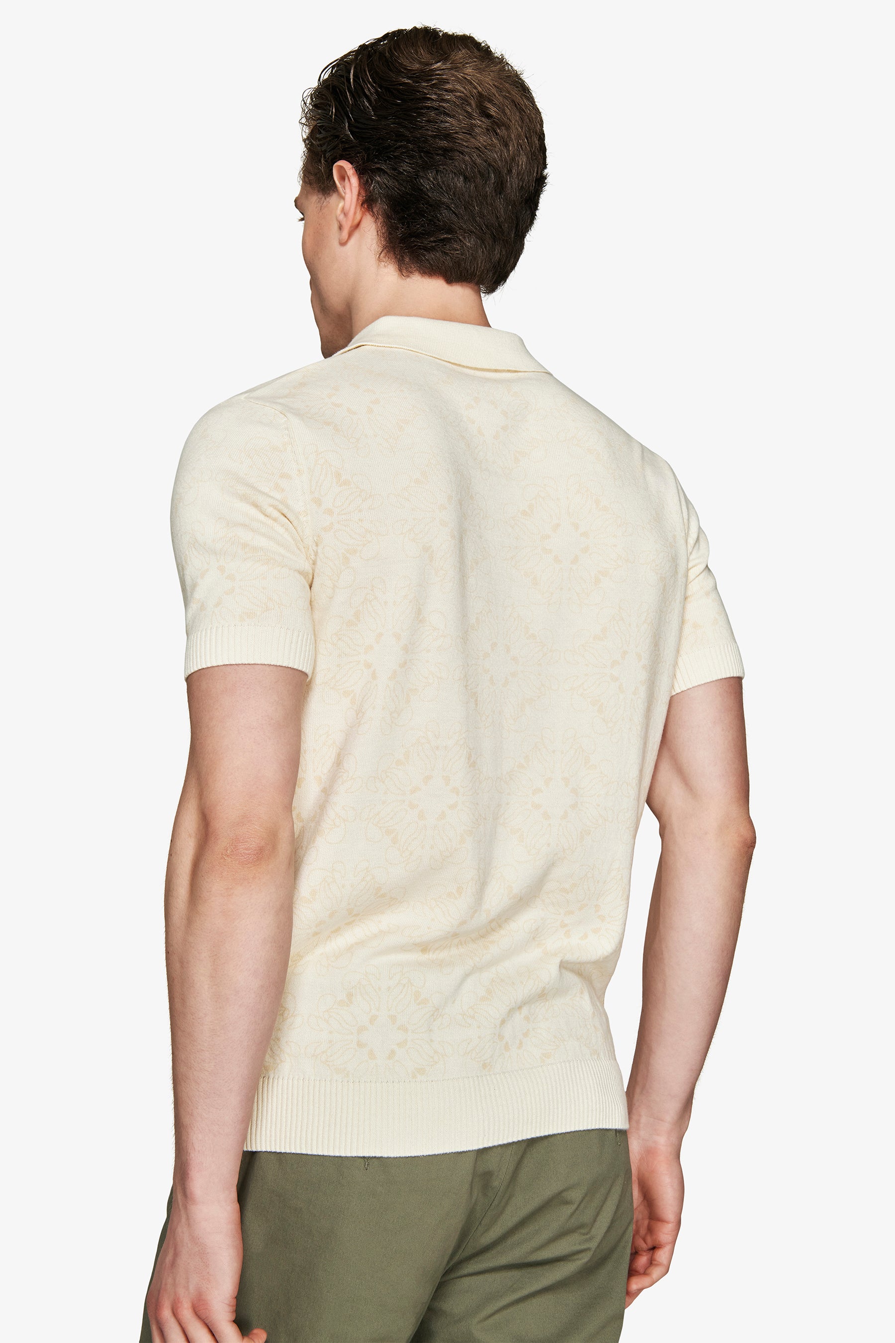 Polo in maglia stampa floreale sabbia-Dan John