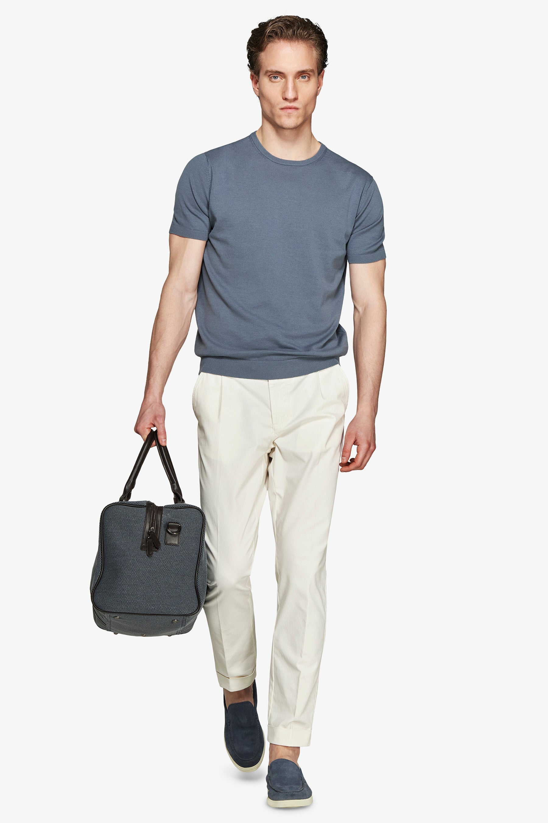 T-shirt in maglia basic in cotone avion-Dan John