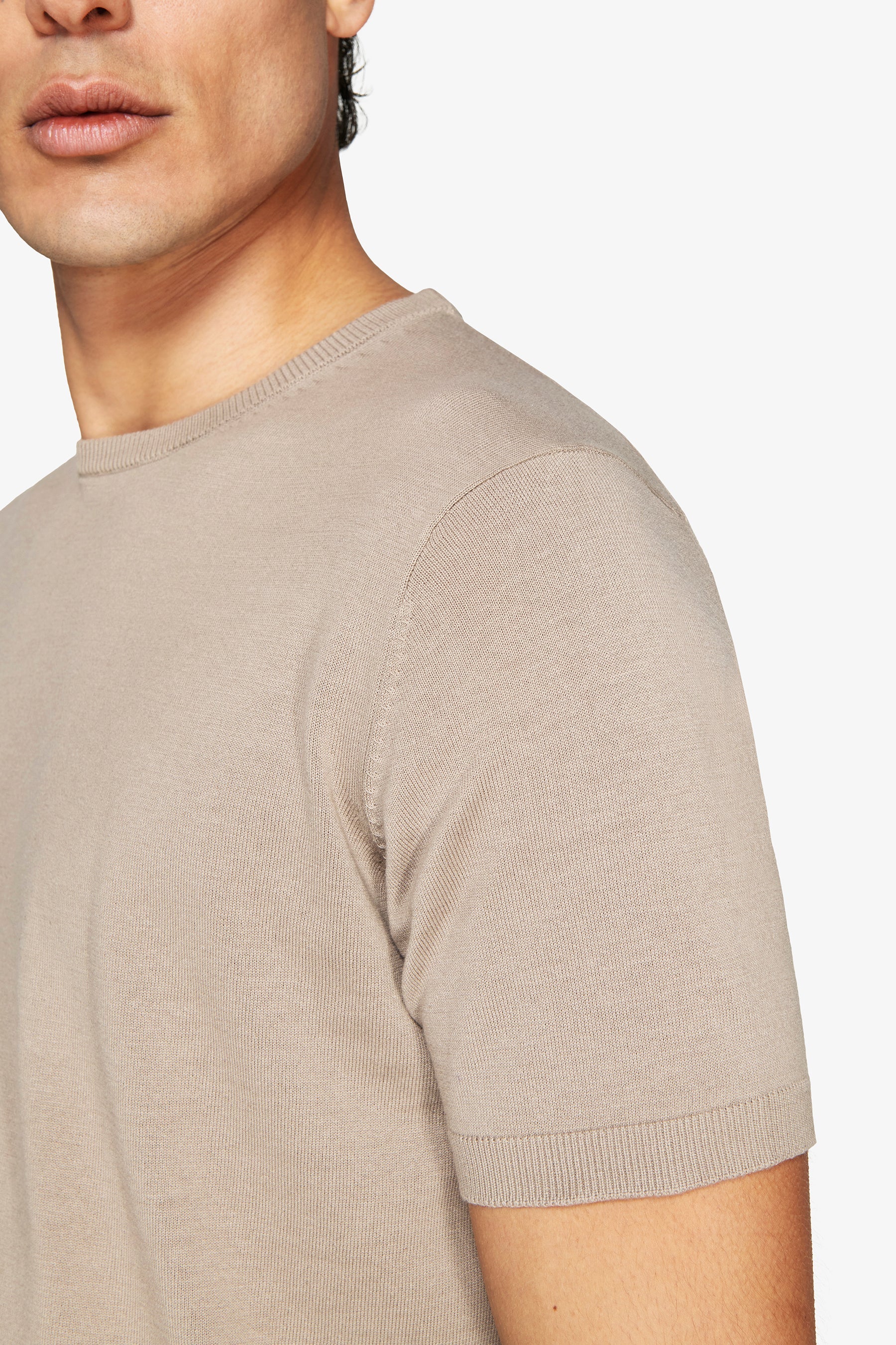 T-shirt in maglia basic in cotone tortora-Dan John