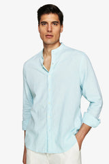 Korean mint linen blend shirt