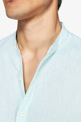 Korean mint linen blend shirt