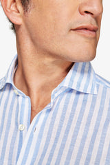 Camicia misto lino a righe celeste-Dan John