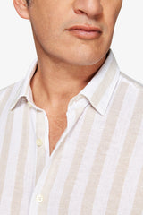 Sand Herringbone Linen Blend Shirt