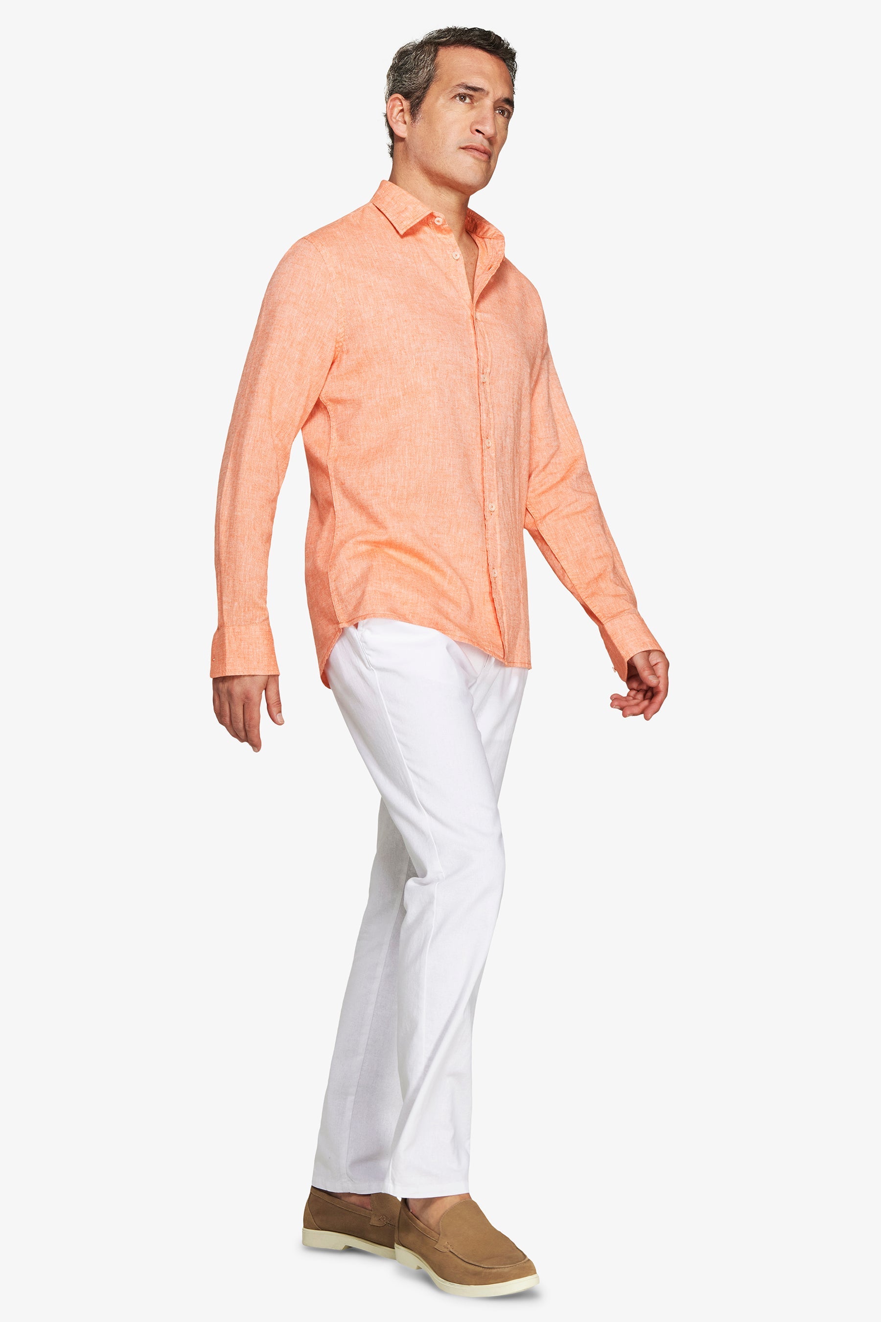 Camicia misto lino relaxed arancio-Dan John