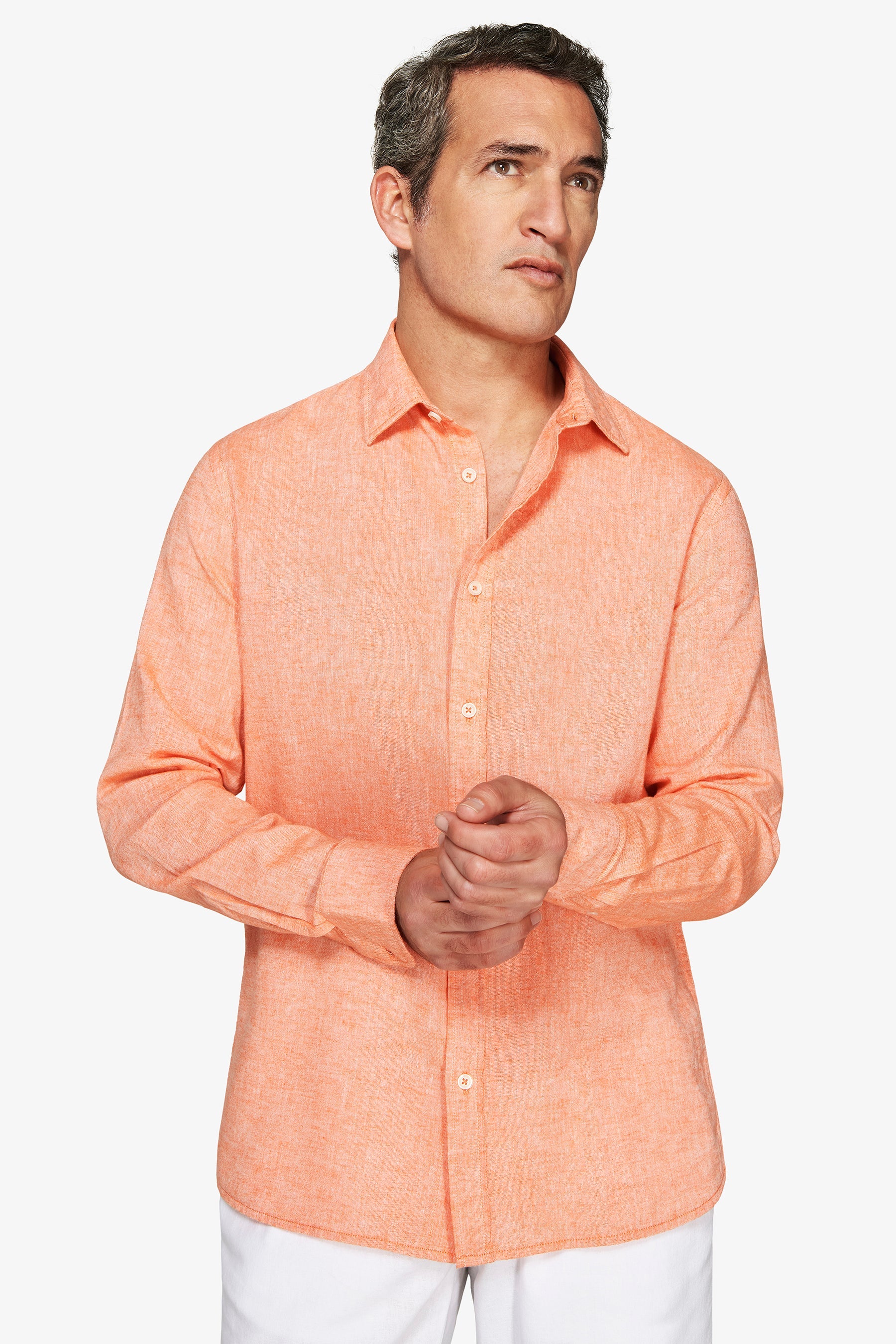 Camicia misto lino relaxed arancio-Dan John