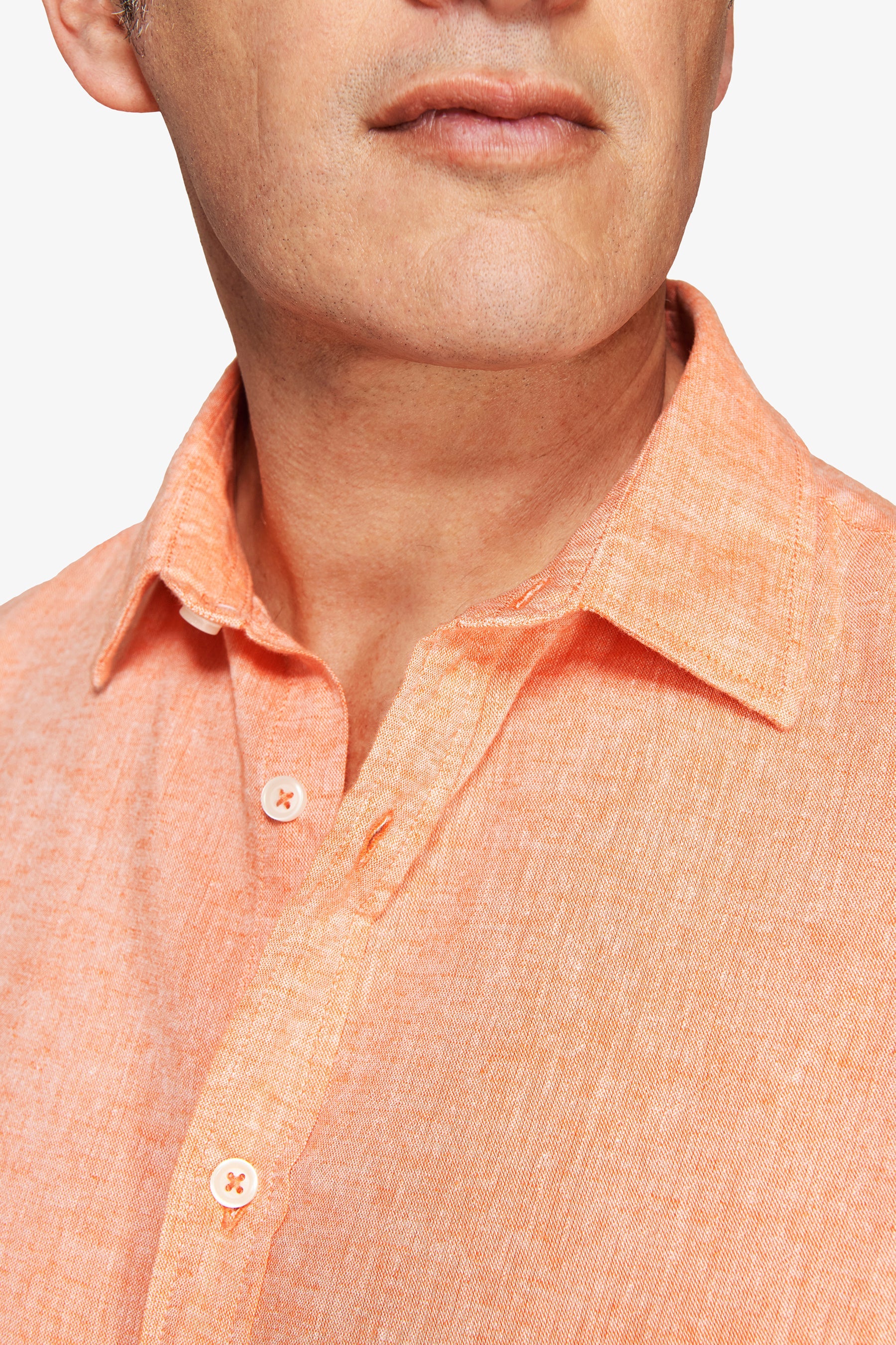 Camicia misto lino relaxed arancio-Dan John
