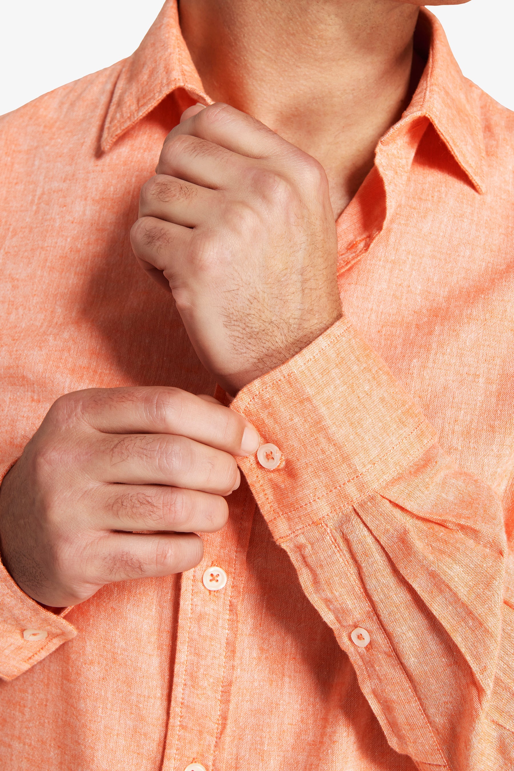Camicia misto lino relaxed arancio-Dan John