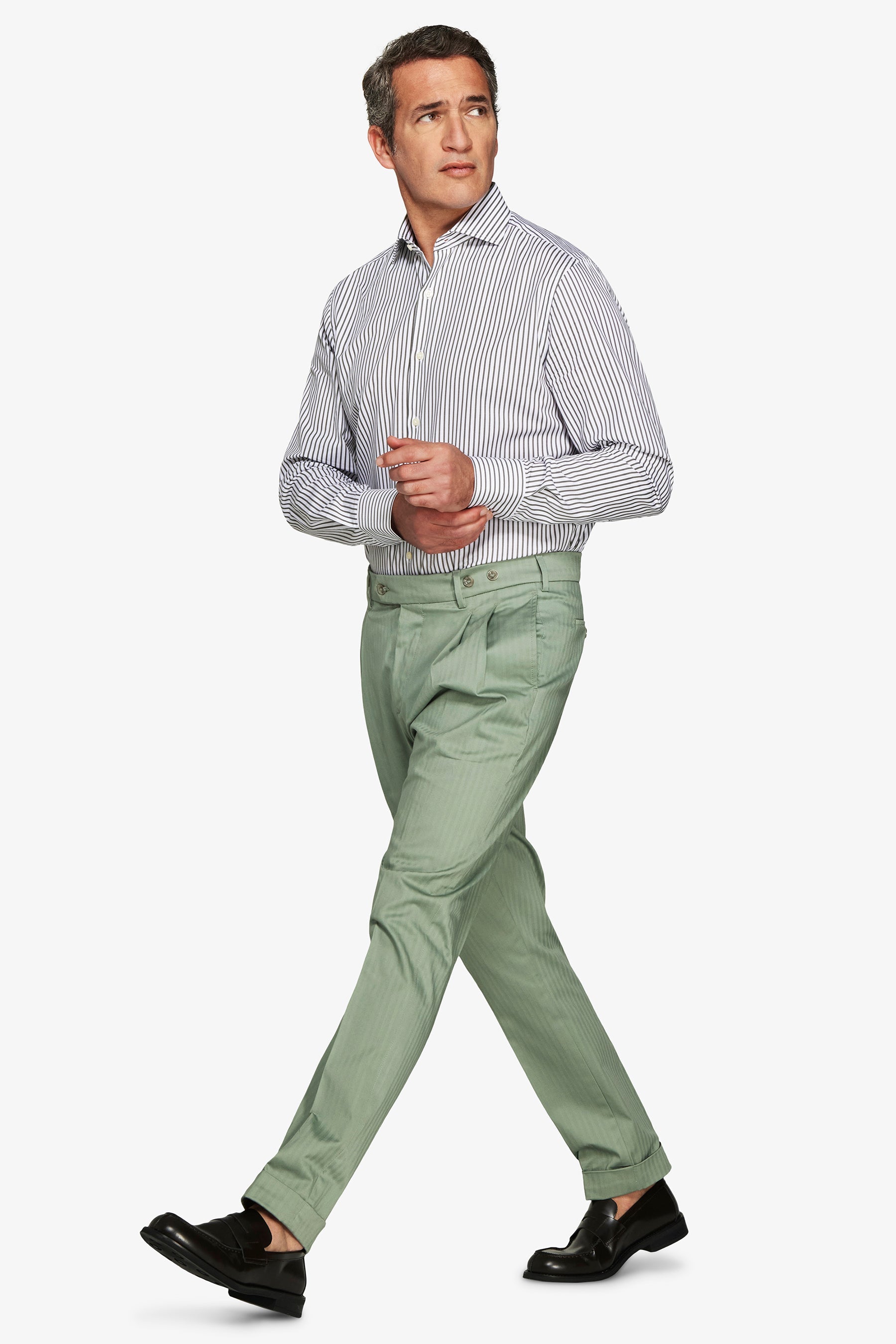 Camicia a righe fine verde-Dan John