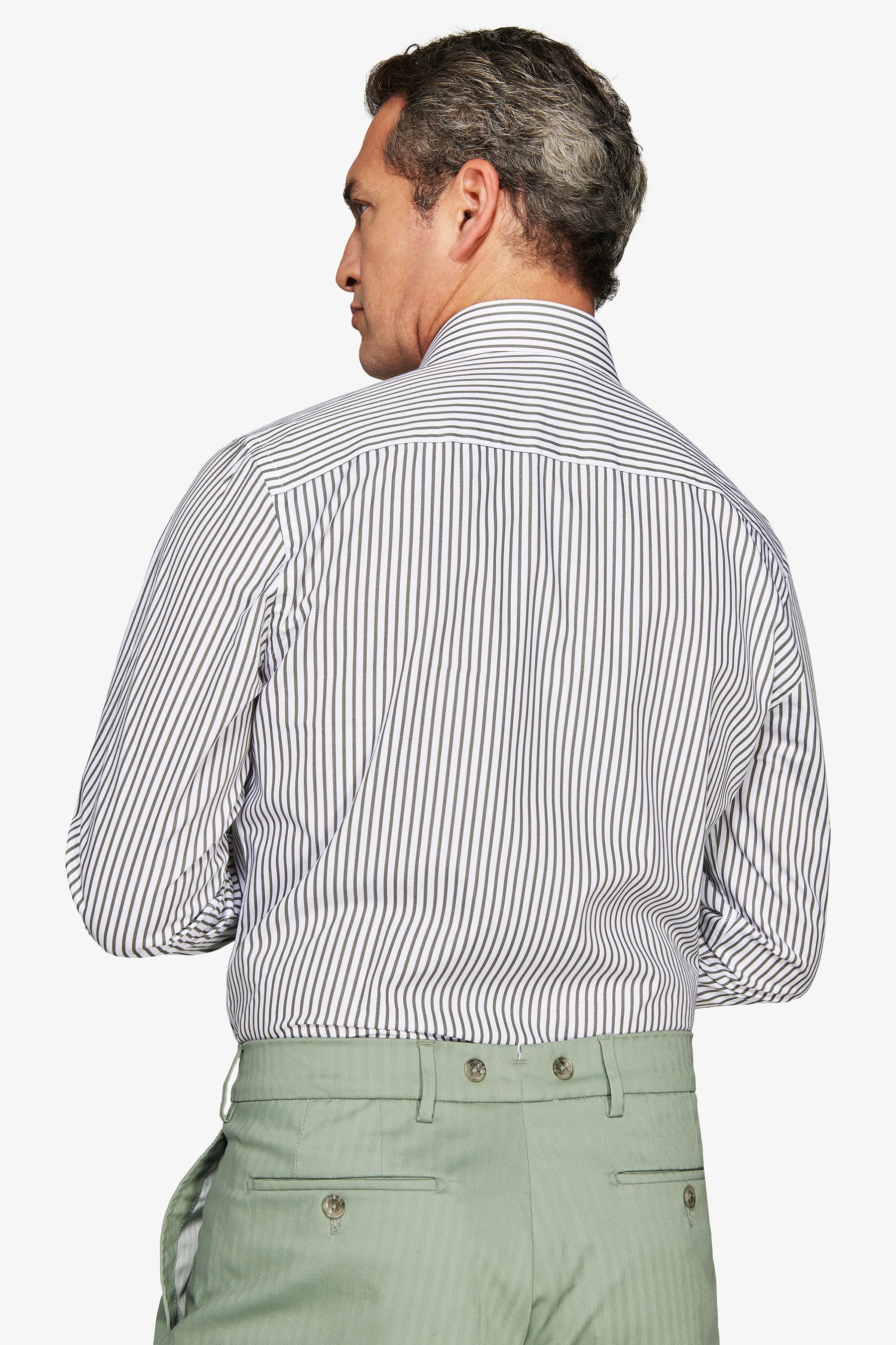 Camicia a righe fine verde-Dan John