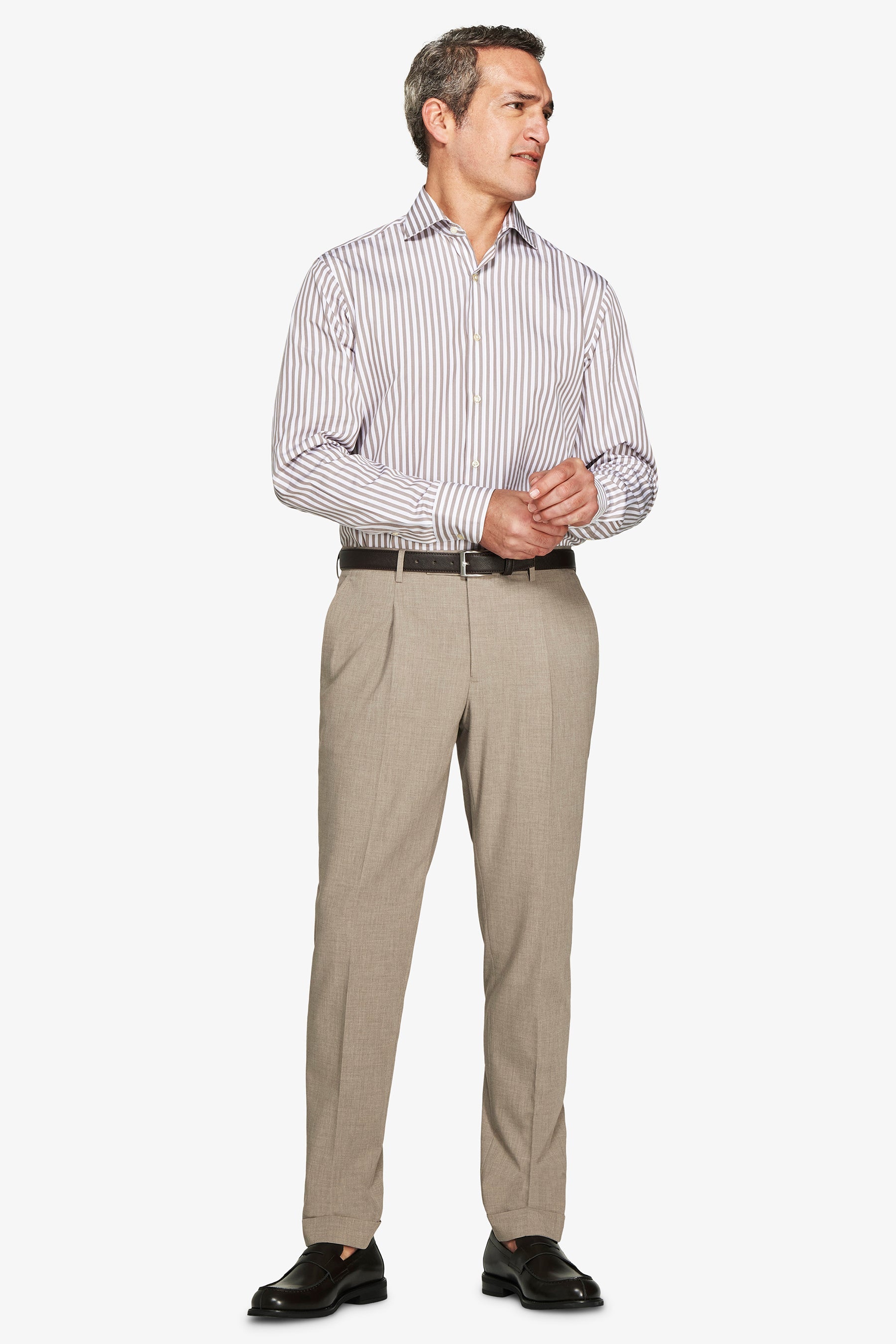 Camicia a righe fine tortora-Dan John