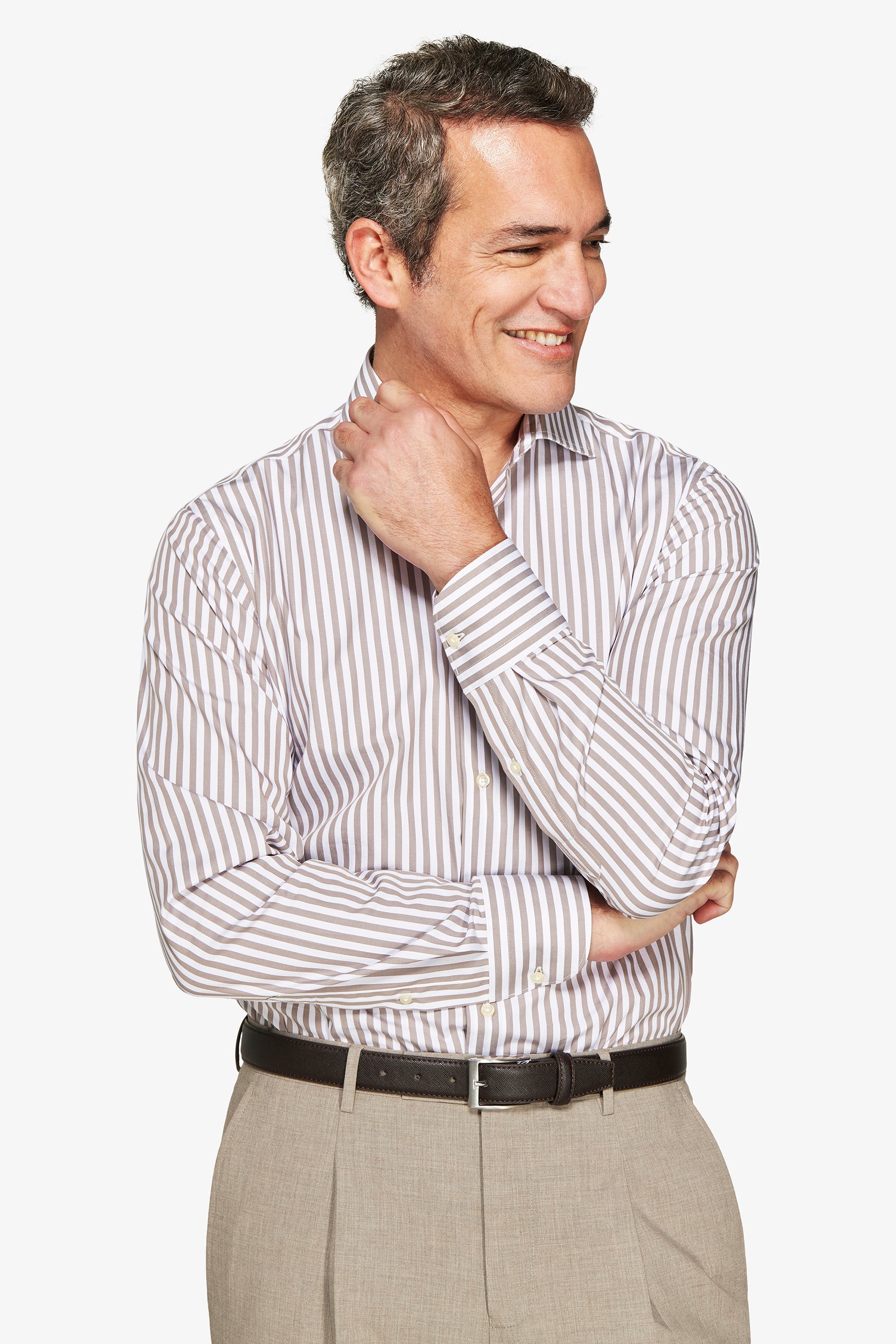 Camicia a righe fine tortora-Dan John