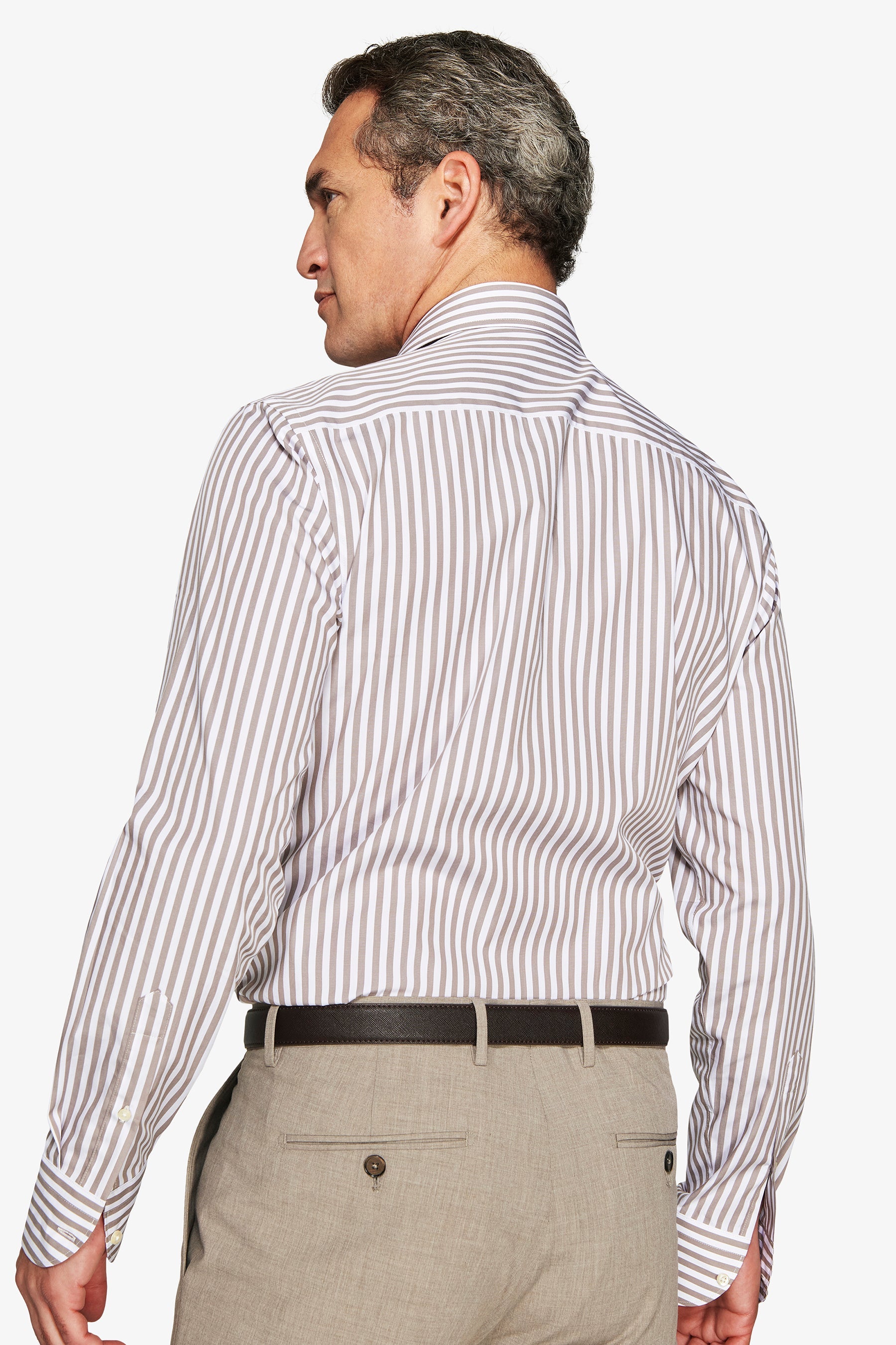 Camicia a righe fine tortora-Dan John