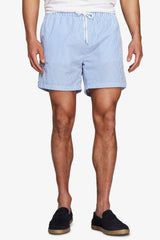 Light blue seersucker striped swimsuit