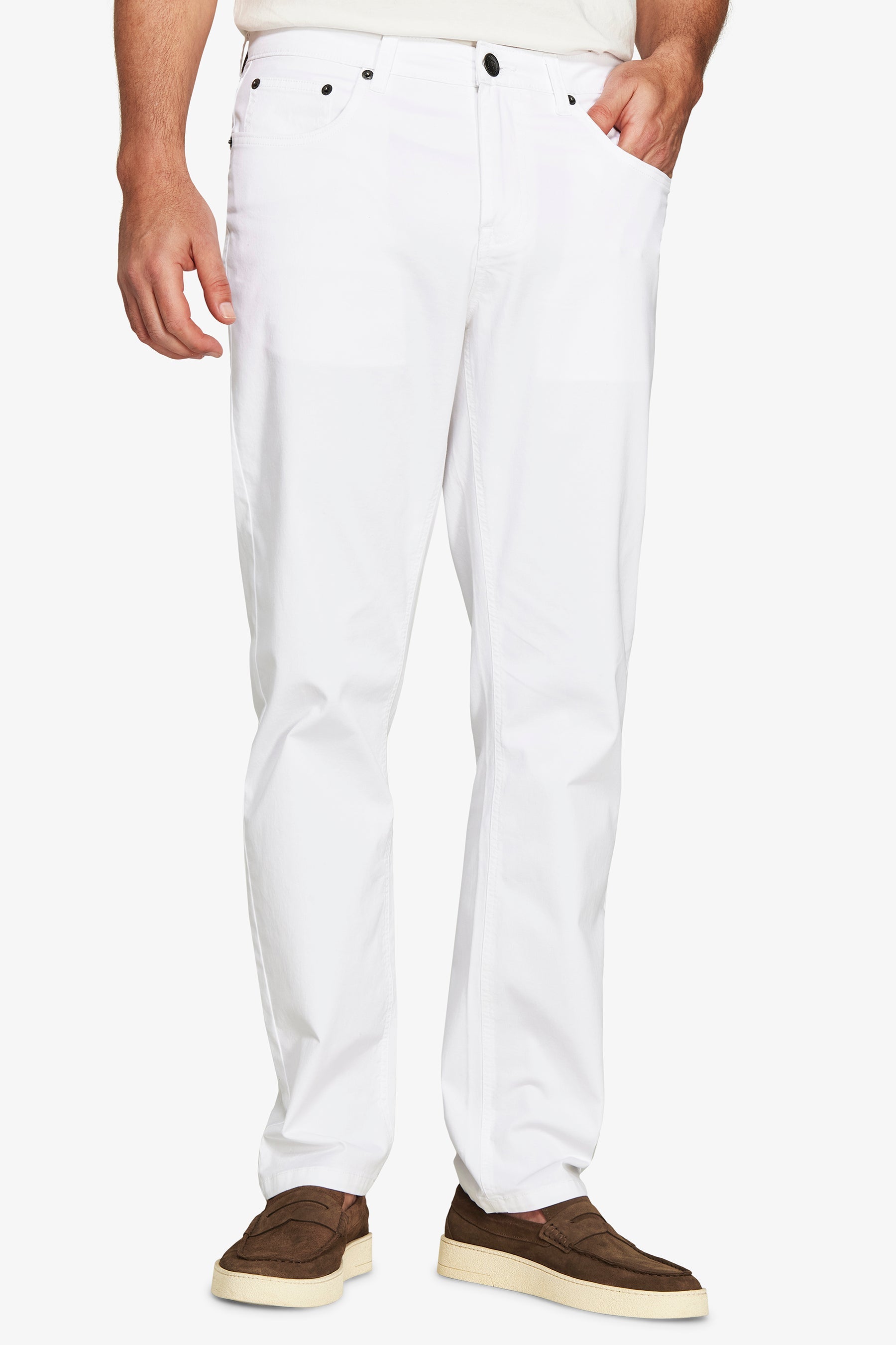 Pantaloni 5 tasche gabardina bianchi-Dan John