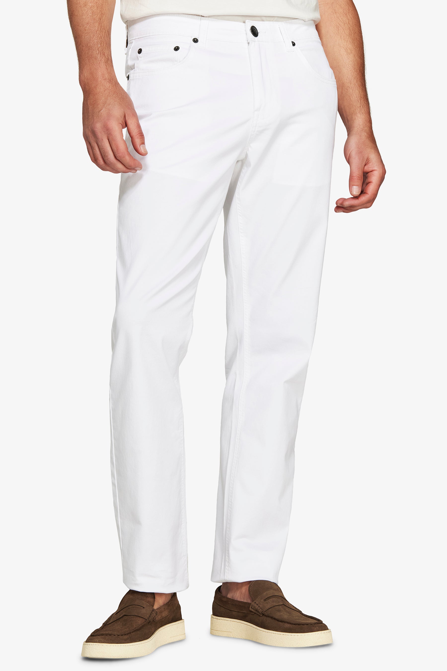 Pantaloni 5 tasche gabardina bianchi-Dan John