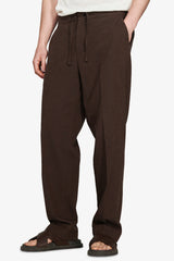 Brown linen blend trousers "Volume"