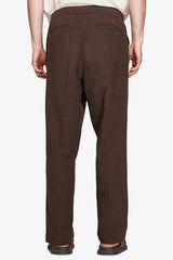 Brown linen blend trousers "Volume"