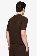 "Volume" dark brown woven polo shirt