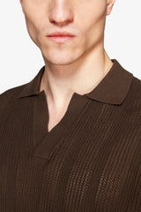 "Volume" dark brown woven polo shirt