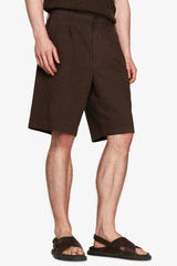 "Volume" dark linen blend Bermuda shorts