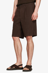 "Volume" dark linen blend Bermuda shorts