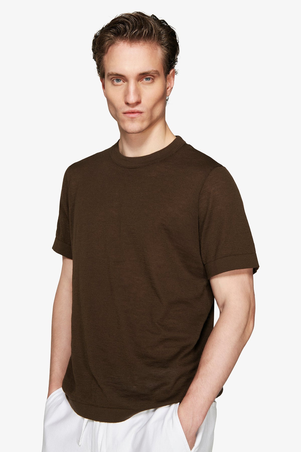 "Volume" dark linen blend t-shirt