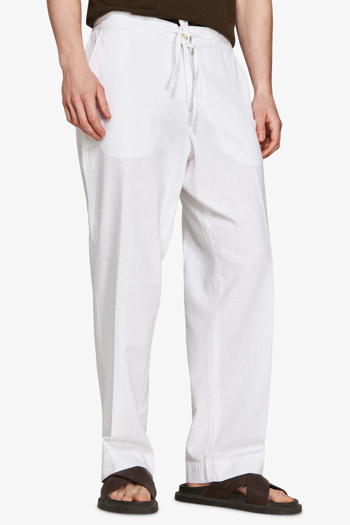White linen blend trousers "Volume"