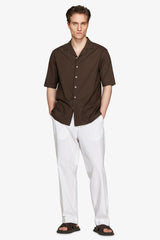Dark brown Hawaiian linen blend shirt "Volume"