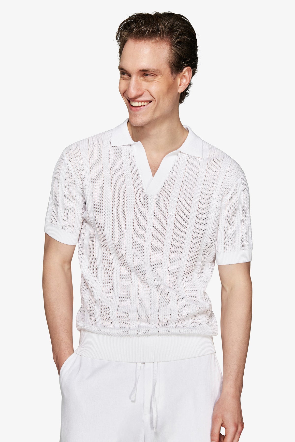 White "Volume" woven polo shirt