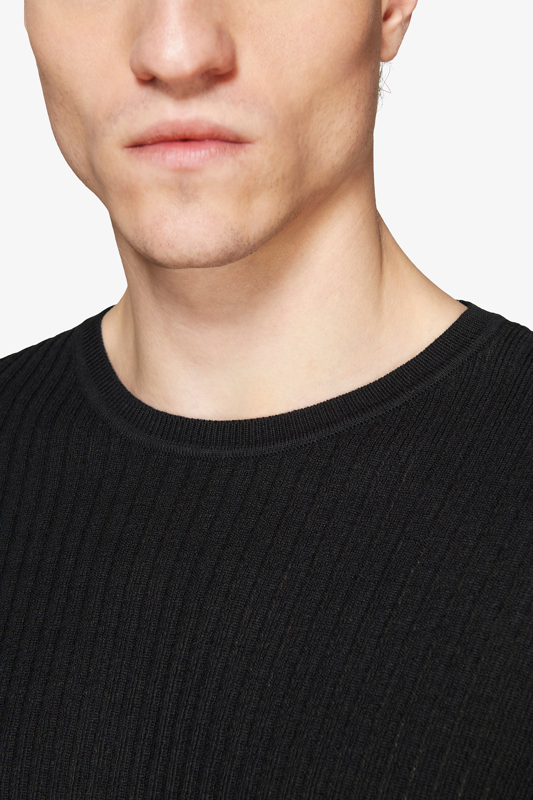 Maglia girocollo misto lino nera-Dan John