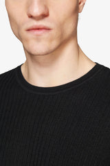 Maglia girocollo misto lino nera-Dan John