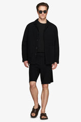 Black linen blend overshirt "Volume"
