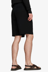 Black linen blend Bermuda shorts "Volume"