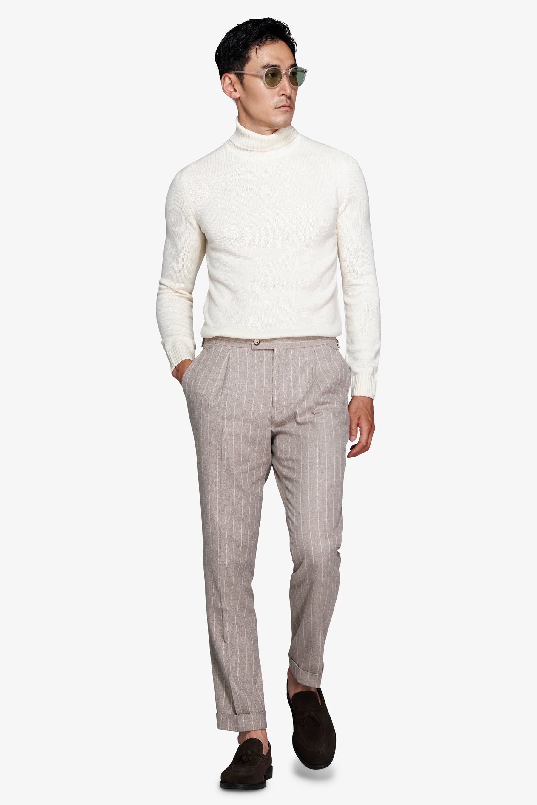 Pantaloni gessati tortora-Dan John