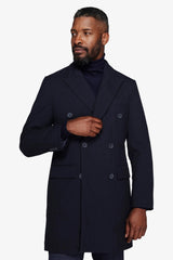 Cappotto doppiopetto Herringbone blu-Dan John