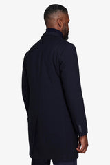 Cappotto doppiopetto Herringbone blu-Dan John