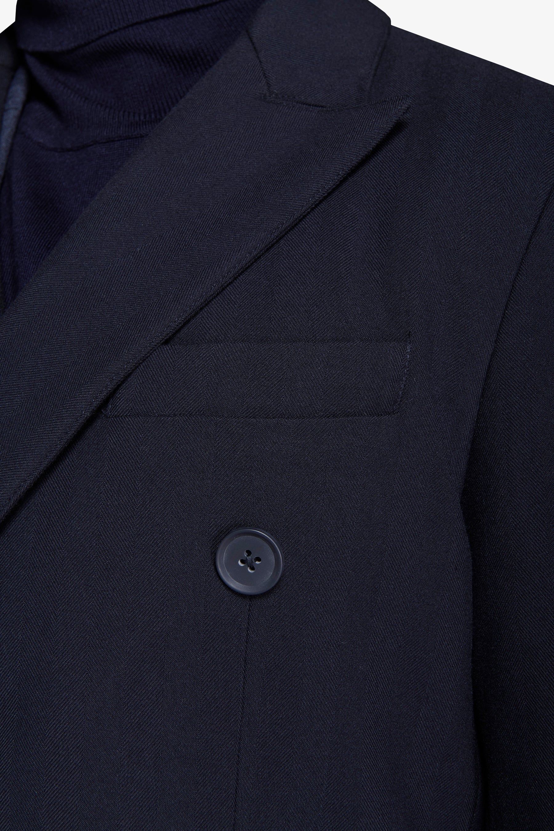 Cappotto doppiopetto Herringbone blu-Dan John